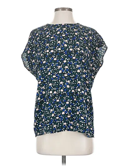 Pre-owned Halogen Short Sleeve Blouse In Blue