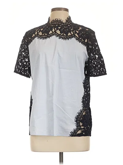 Pre-owned Halogen Short Sleeve Blouse In Blue