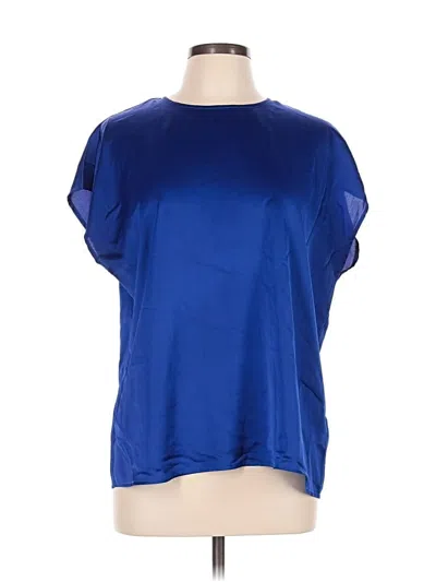 Pre-owned Halogen Short Sleeve Blouse In Blue
