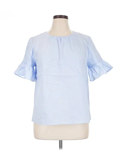 Pre-owned Halogen Short Sleeve Blouse In Blue