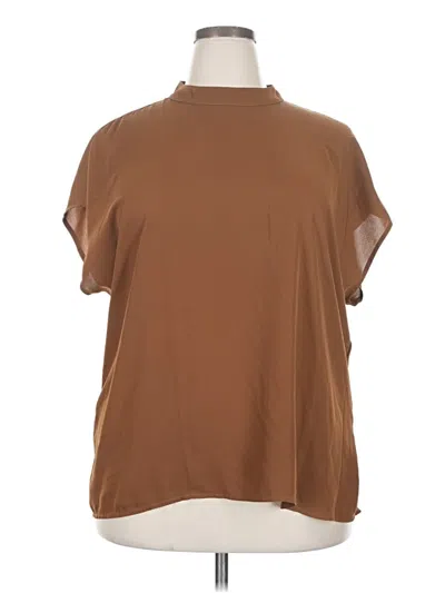 Pre-owned Halogen Short Sleeve Blouse In Brown
