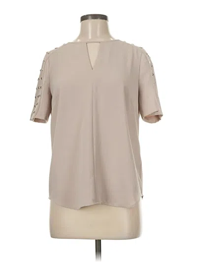 Pre-owned Halogen Short Sleeve Blouse In Brown