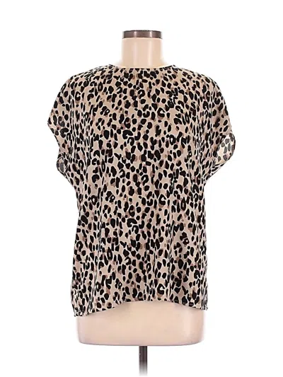 Pre-owned Halogen Short Sleeve Blouse In Brown