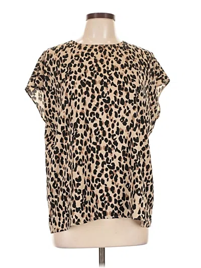 Pre-owned Halogen Short Sleeve Blouse In Brown
