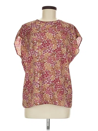 Pre-owned Halogen Short Sleeve Blouse In Burgundy