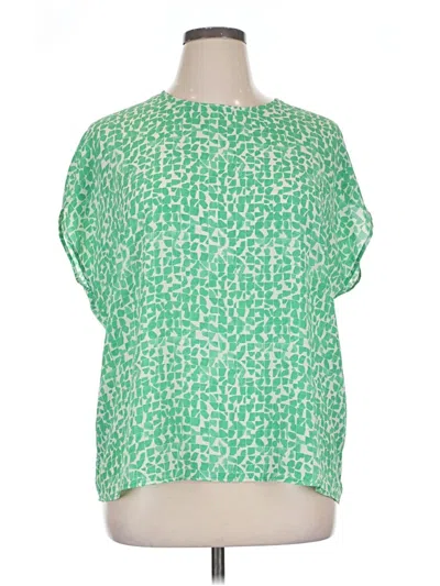 Pre-owned Halogen Short Sleeve Blouse In Green