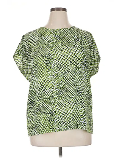 Pre-owned Halogen Short Sleeve Blouse In Green