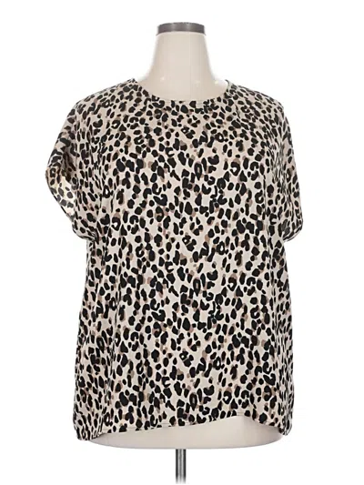 Pre-owned Halogen Short Sleeve Blouse In Ivory