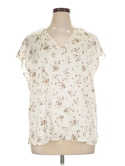 Pre-owned Halogen Short Sleeve Blouse In Ivory