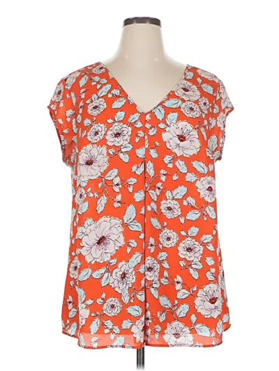Pre-owned Halogen Short Sleeve Blouse In Orange