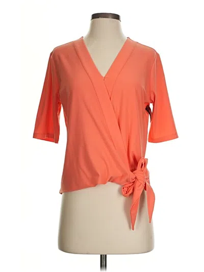 Pre-owned Halogen Short Sleeve Blouse In Orange