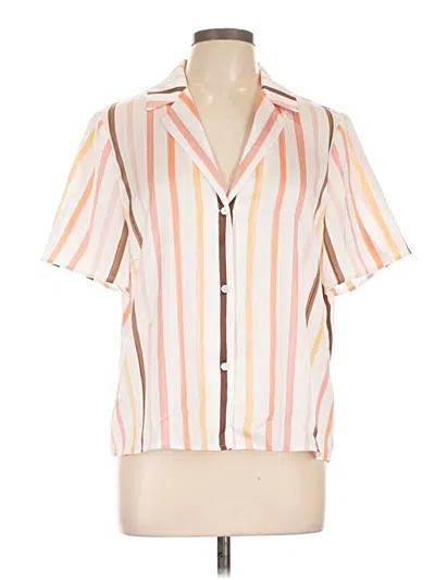 Pre-owned Halogen Short Sleeve Blouse In Orange