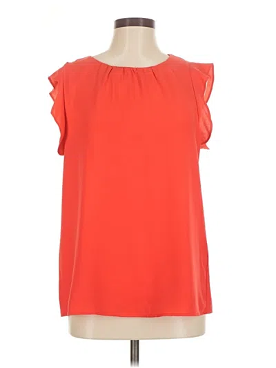 Pre-owned Halogen Short Sleeve Blouse In Orange
