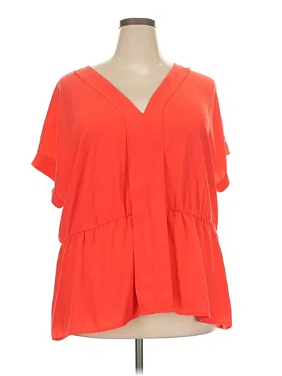 Pre-owned Halogen Short Sleeve Blouse In Orange