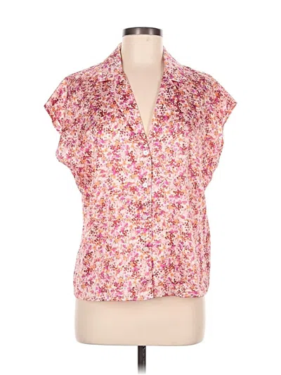 Pre-owned Halogen Short Sleeve Blouse In Pink