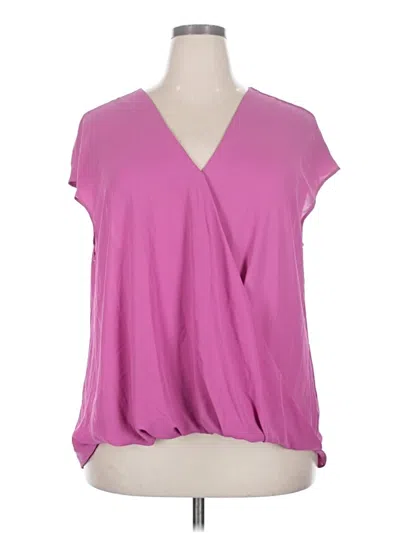 Pre-owned Halogen Short Sleeve Blouse In Pink
