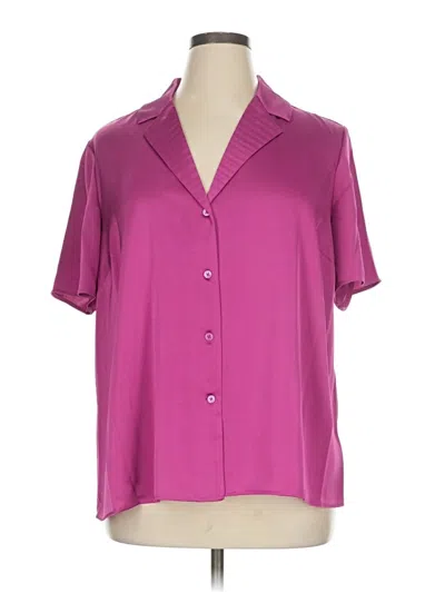 Pre-owned Halogen Short Sleeve Blouse In Purple