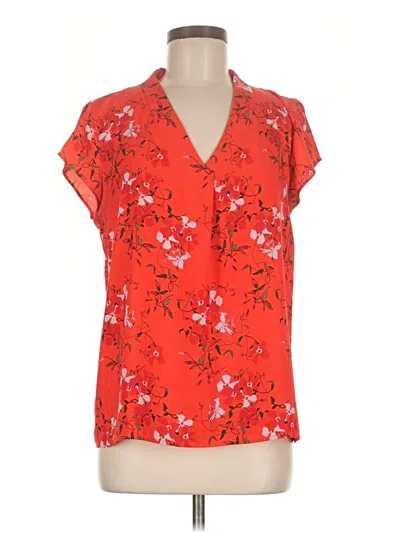 Pre-owned Halogen Short Sleeve Blouse In Red