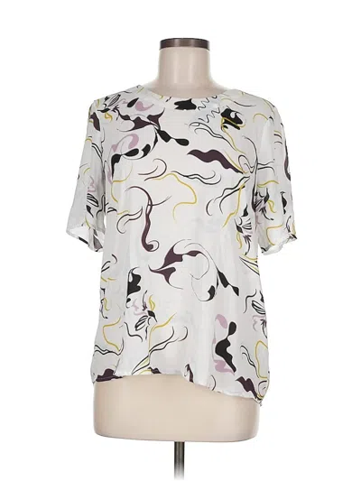 Pre-owned Halogen Short Sleeve Blouse In Silver