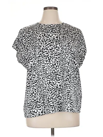 Pre-owned Halogen Short Sleeve Blouse In Silver