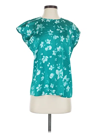 Pre-owned Halogen Short Sleeve Blouse In Teal