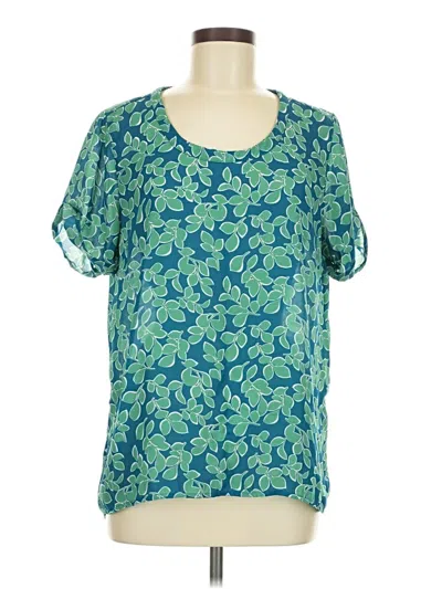 Pre-owned Halogen Short Sleeve Blouse In Teal