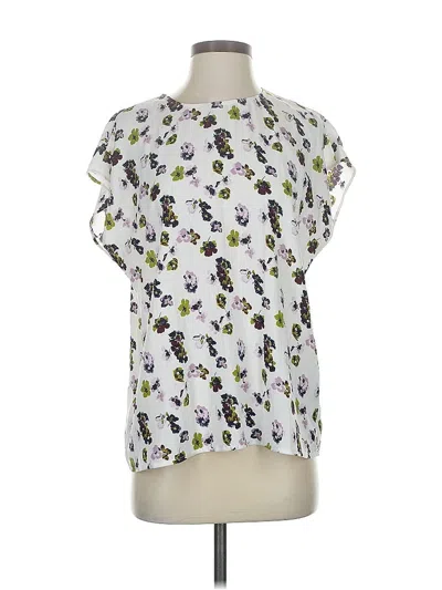 Pre-owned Halogen Short Sleeve Blouse In White