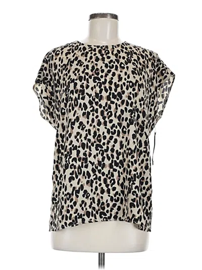 Pre-owned Halogen Short Sleeve Blouse In White