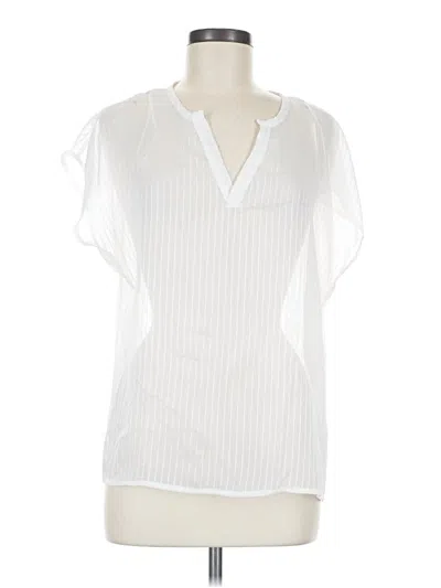Pre-owned Halogen Short Sleeve Blouse In White