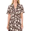 Halogen ® Short Sleeve Button-up Camp Shirt In Black Coffee Bean Floral