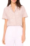 Halogen Short Sleeve Button-up Camp Shirt In Oxford Beige