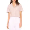 Halogen Short Sleeve Button-up Camp Shirt In Oxford Beige