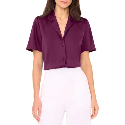 Halogen ® Short Sleeve Button-up Camp Shirt In Purple