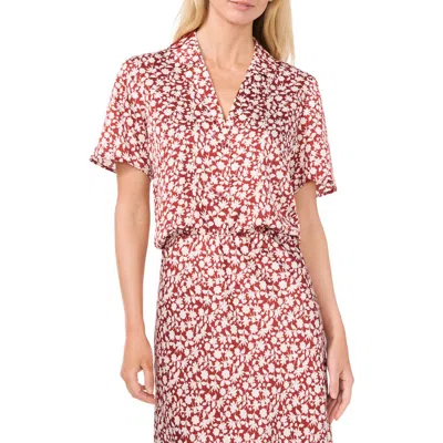 Halogen ® Short Sleeve Button-up Camp Shirt In Spiced Apple Brown Floral