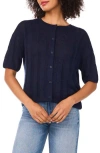 Halogen ® Short Sleeve Cable Knit Cardigan In Blue