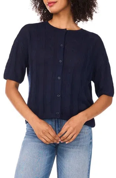 Halogen ® Short Sleeve Cable Knit Cardigan In Blue