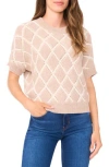 Halogen ® Short Sleeve Diamond Stitch Sweater