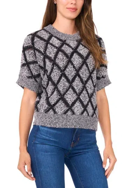 Halogen ® Short Sleeve Diamond Stitch Sweater In Gray