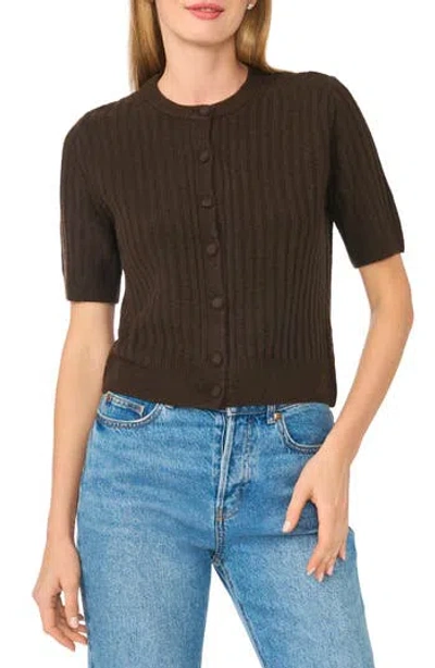 Halogen ® Short Sleeve Rib Cardigan In Brown
