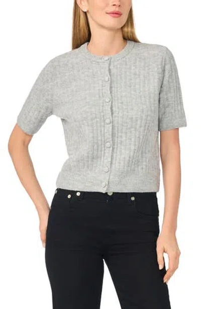 Halogen ® Short Sleeve Rib Cardigan In Gray
