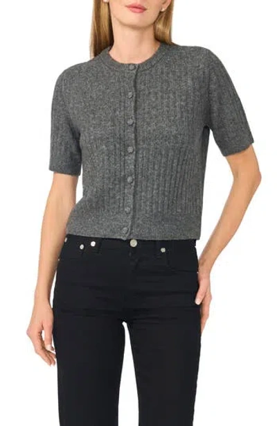 Halogen ® Short Sleeve Rib Cardigan In Gray