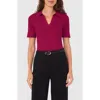 Halogen ® Short Sleeve Rib Polo Sweater In Black