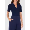 Halogen ® Short Sleeve Rib Polo Sweater In Classic Navy Blue