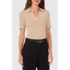 Halogen ® Short Sleeve Rib Polo Sweater In Neutral