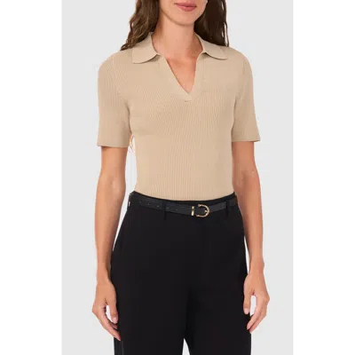 Halogen ® Short Sleeve Rib Polo Sweater In Neutral
