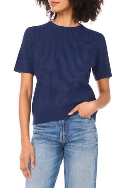 Halogen ® Short Sleeve Rib Sweater Top In Blue