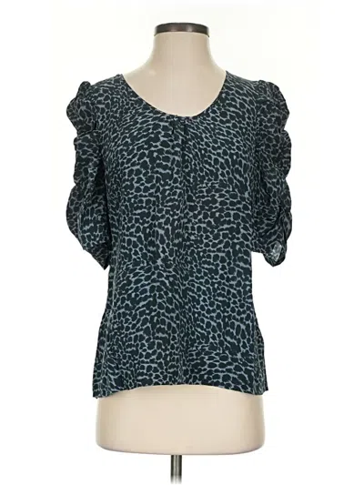 Pre-owned Halogen Short Sleeve Silk Top Teal Sweetheart Neckline Tops
