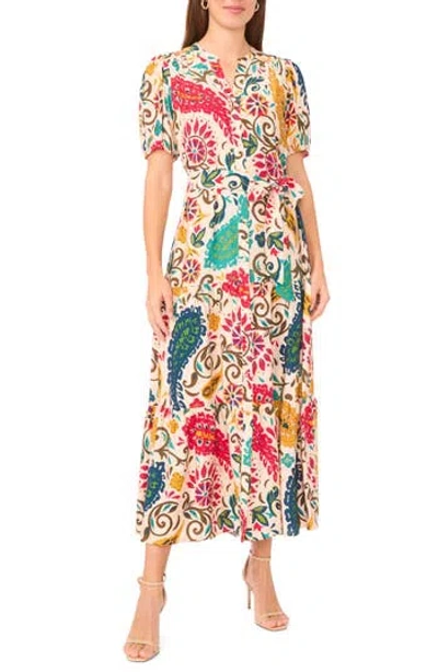 Halogen ® Short Sleeve Tie Waist Maxi Dress In Multi