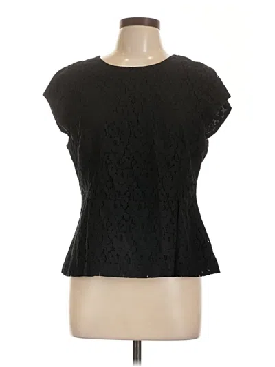 Pre-owned Halogen Short Sleeve Top Black Boatneck Tops