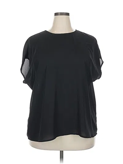 Pre-owned Halogen Short Sleeve Top Black Cold Shoulder Neckline Tops
